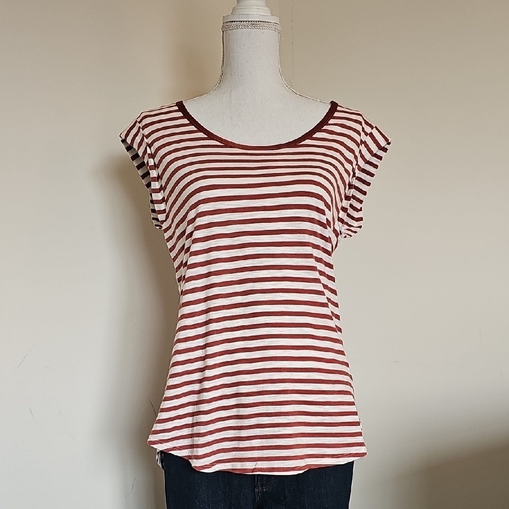 WHBM Striped Red and White Women's Top
